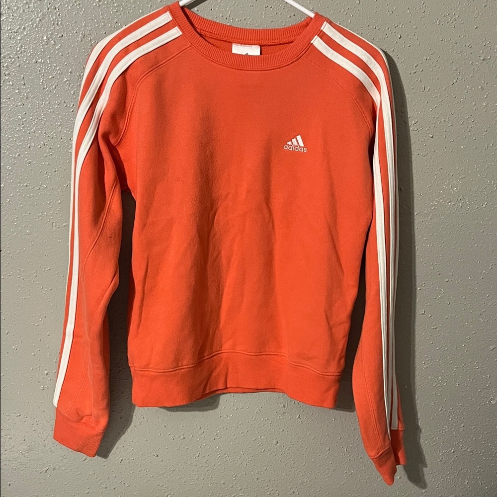 Adidas Vibrant Pink Crewneck with Iconic White Striped